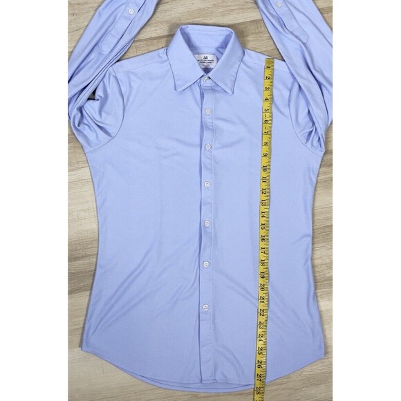 Mizzen+Main Tradition Evolved Blue Trim Fit Performance Button Up Shirt. - Picture 4 of 5